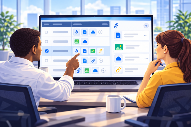Illustration of Smartsheet's Table View Gains Enhanced Attachment Management, in the TaskIT Visual Style